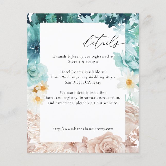 Budget Turkos & Blush Rosa Blommig V2 Flygblad (Framsidan)