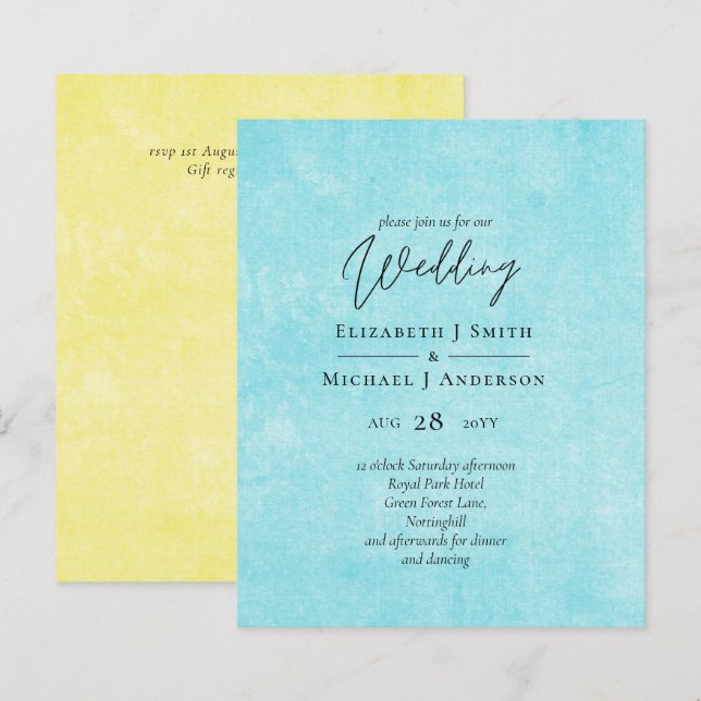 BUDGET-turkos-Gult Bröllop (Fram/baksida)