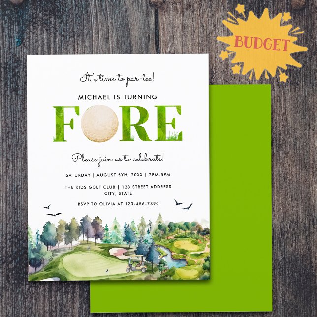 Budget Turning Fore Tid att Par-tee 4-årsdag (Front and Back)