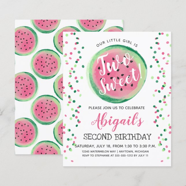 Budget två svensk andra födelsedagsinbjudan (Fram/baksida)