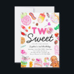 Budget TVÅ SWEET Candy Land Kid Candyland Birthday Anteckningskort<br><div class="desc">Cute TWO SWEET Candy Land Kids Candyland Birthday Call</div>