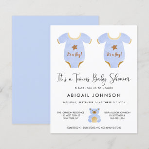 Budget Tvillingpojkar Baby Shower Inbjudan