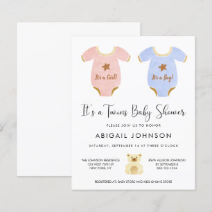 Budget Twin Girl Boy Shower-inbjudan