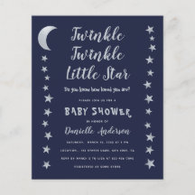 Budget Twinkle Little Star Baby Shower Inbjudan