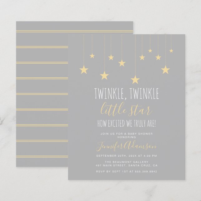 Budget Twinkle Little Star Baby Shower-inbjudan (Fram/baksida)