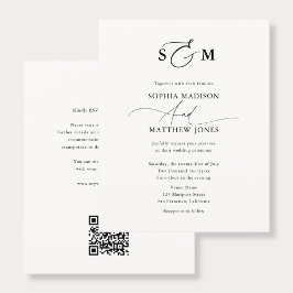 Budget Typografi Monogram Bröllops QR-kod Flygblad