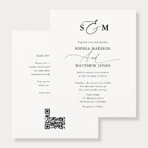Budget Typografi Monogram Bröllops QR-kod Flygblad