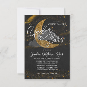 Budget under Stars Måne Glam Quinceanera Anteckningskort