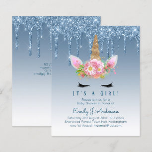 Budget Unicorn Baby Shower Blue Girls Cute