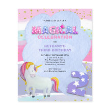 Budget Unicorn Magic 3rd Birthday-inbjudan