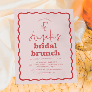 Budget Vågig Retro Rosa & Röd Groovy Bröllopsbrunc
