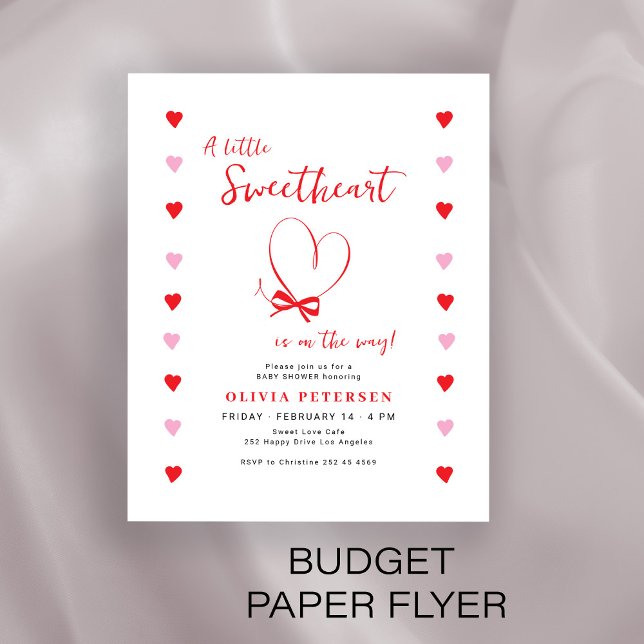 Budget Valentines sweetheart baby shower invite Flygblad (Skapare uppladdad)