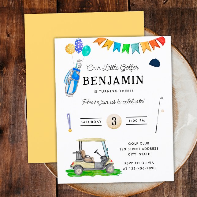 Budget Vår lilla golfare Gulda Barn Golf Födelseda (Front and Back)