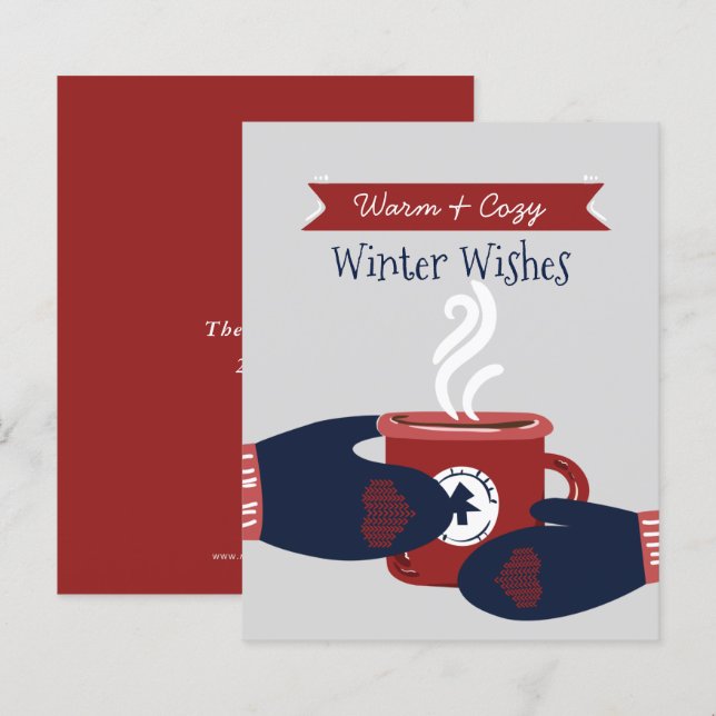 Budget Varmt Önskar Kaffe Jul Kort (Fram/baksida)