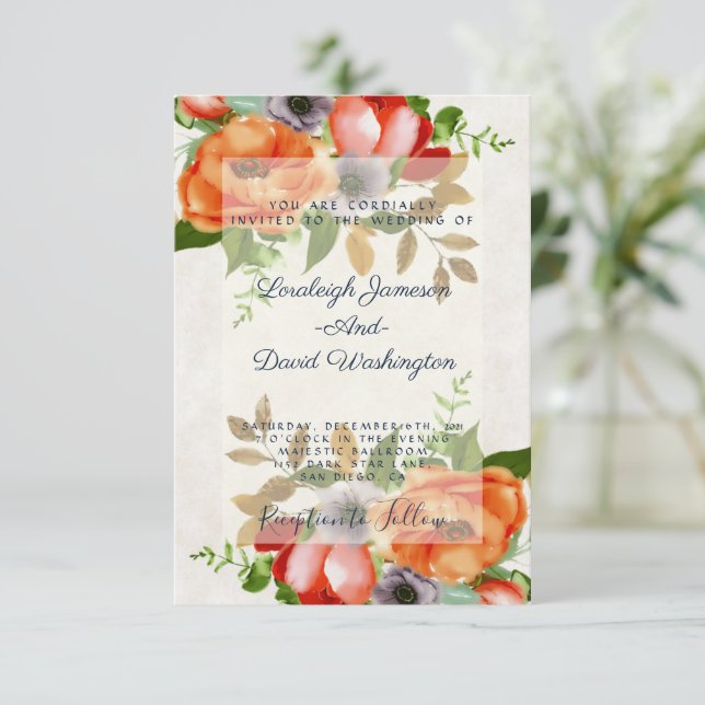 Budget vattenfärg blommig bröllopsinbjudan inbjudningar (Stående Fram)