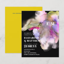 BUDGET Vattenfärg Bröllop Abstrakt Lila Grå