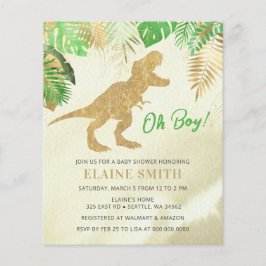 Budget vattenfärg dinosaurie baby shower inbjudan