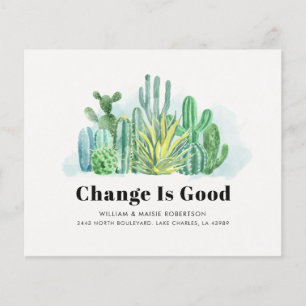 Budget vattenfärg kaktus flyttmeddelande