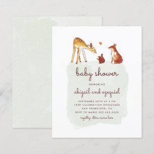 Budget Vattenfärg Skogsdjur Baby Shower