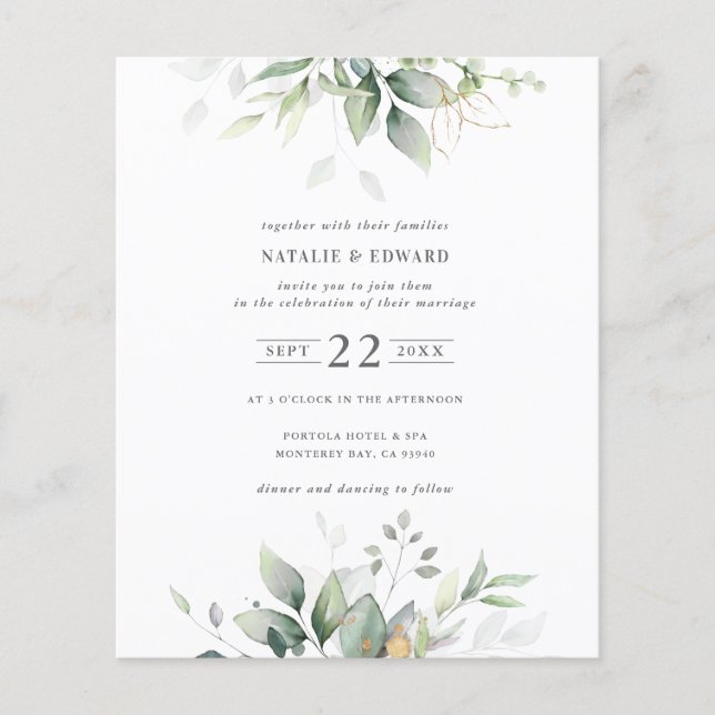 budget vattenfärgen har en böjd grönt foliage (Framsida)