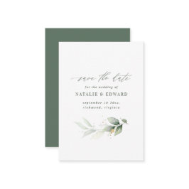 budget Vattenfärgsblad bröllop spara datum Anteckningskort