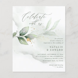 budget Vattenfärgsblad, metallisk guld bröllop