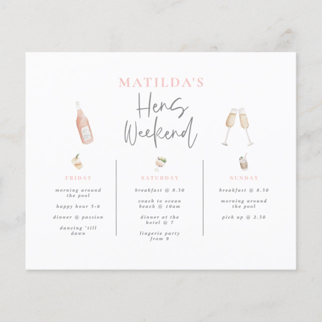 budget Vattenfärgschampagne höns helg 3 dagar Flygblad (Framsidan)