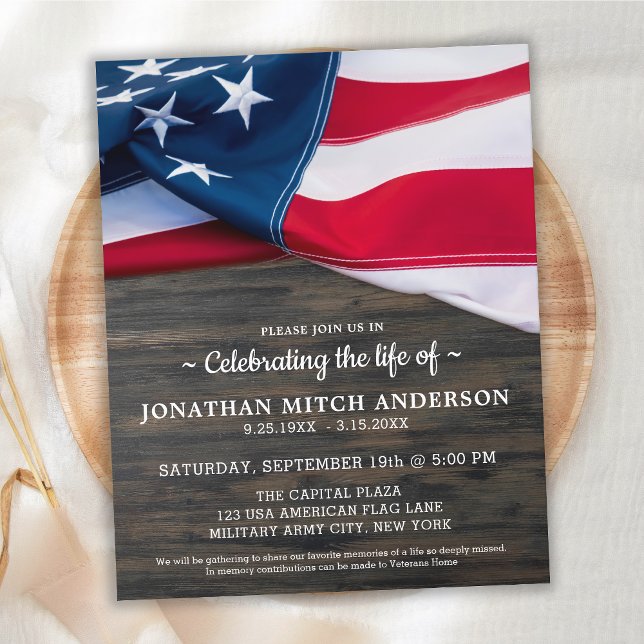 Budget Veteran Patriotisk Firande Av Livet Inbjuda (Skapare uppladdad)