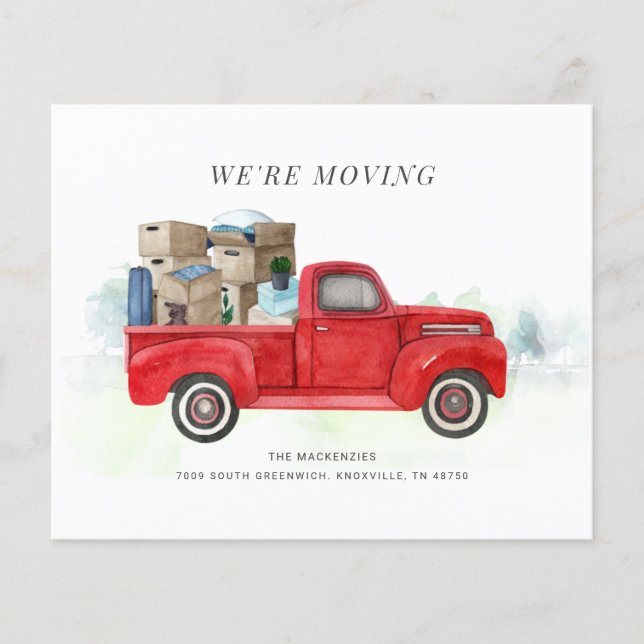 Budget Vi är Flytta Red Lastbil Byte av Adress (Framsida)