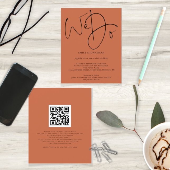 Budget Vi gör Terracotta QR Code Wedding bjudande  (Skapare uppladdad)