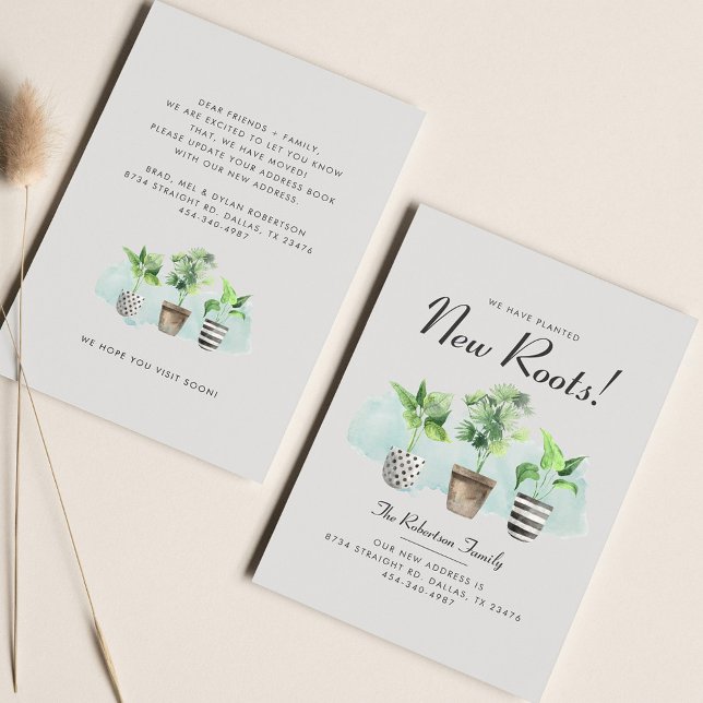 Budget Vi har flyttat Boho-meddelande om Flytta Flygblad (We Have Moved Potted Plants Botanical Moving Announcement)