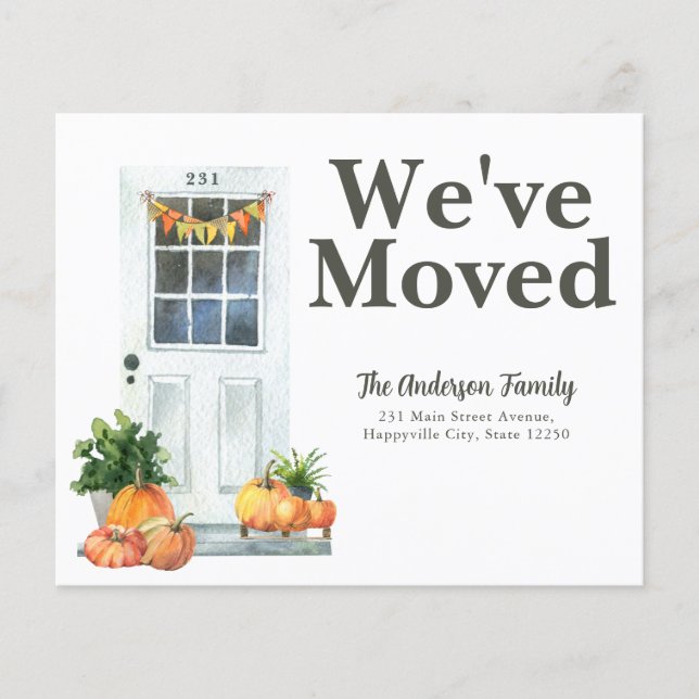 Budget Vi har flyttat White Door Pumpkin Fall Flyt (Framsida)