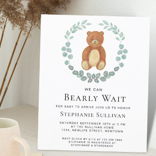 Budget vi kan vänta tills Teddy Baby Shower Inbjud