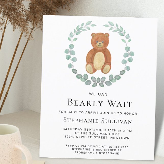 Budget vi kan vänta tills Teddy Baby Shower Inbjud (Skapare uppladdad)