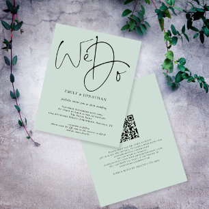 Budget vi Mint QR Code Wedding bjudande in