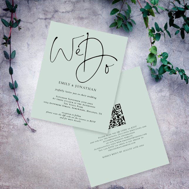 Budget vi Mint QR Code Wedding bjudande in (Skapare uppladdad)