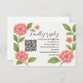 Budget Vibrant Rosa QR-kod RSVP-kort OSA Kort