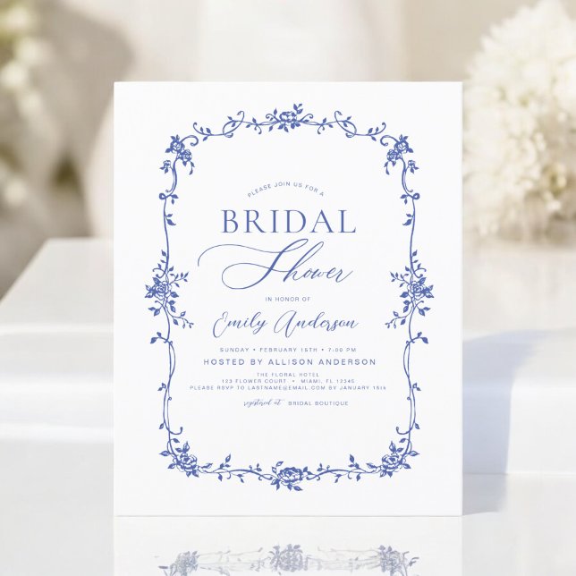 Budget Victorian Blue Inbjudningskort för möhippan (Skapare uppladdad)