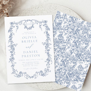 Budget Victorian Monogram Fransk Blue Bröllop