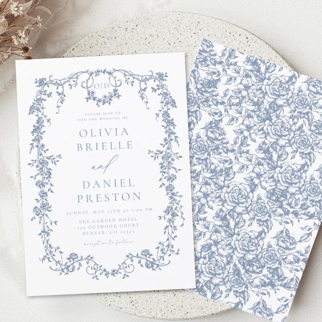 Budget Victorian Monogram Fransk Blue Bröllop (Skapare uppladdad)