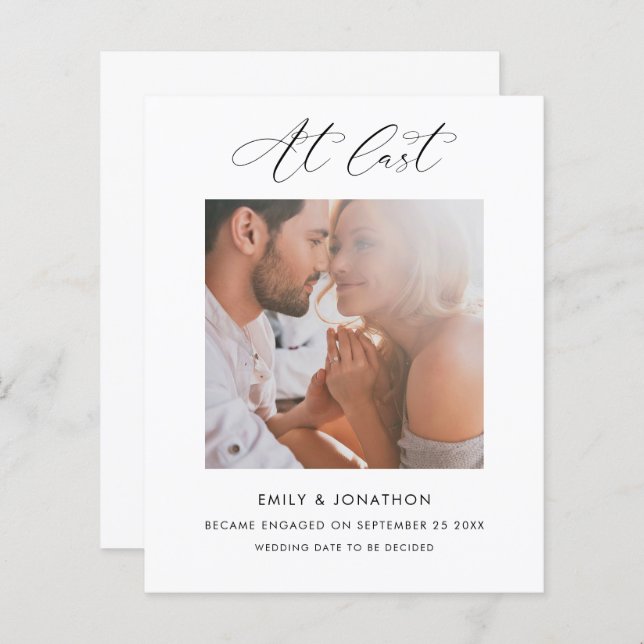 Budget vid senaste calligrafifoto-Förlovning (Fram/baksida)