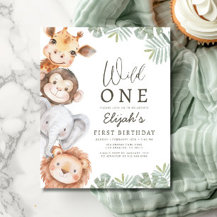 Budget Vild 1 Safari Boy's 1a Birthday Inbjudan