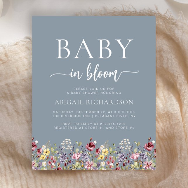Budget Vilda Blommor Dammtor Blå Babyfirande (Skapare uppladdad)