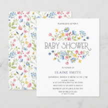 Budget Vilda Blommor Vår Baby Shower Inbjudan