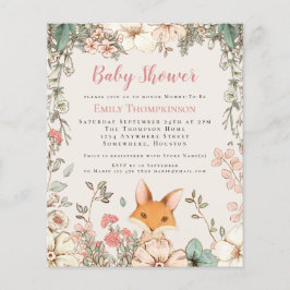 Budget Vintage Fox Girl Baby Shower Inbjudan