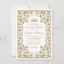 Budget Vintage Navy Blue Guld Tiara Quinceanera