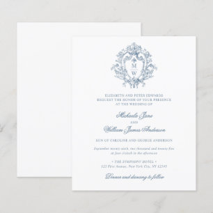 Budget Vintage Regency Crest Bröllopsinbjudan