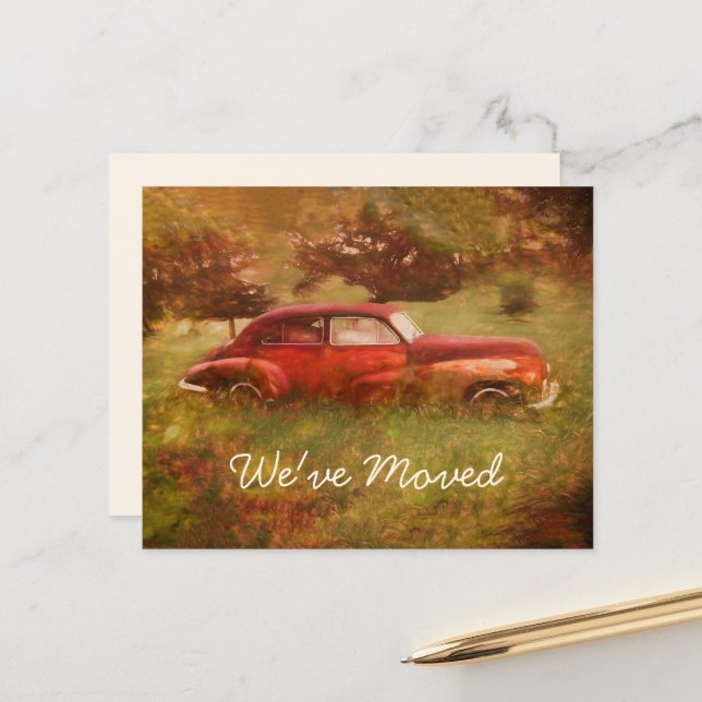 Budget Vintage Röd Bil Antik Rustik Ny Hem (Fram/Back In Situ)