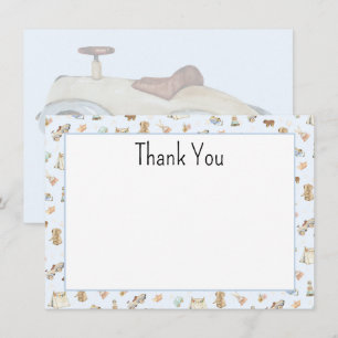 Budget, Vintage Toys Blå Baby Shower Tacksamhetsko Anteckningskort