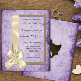 Budget Vintage Violet, Satin Ribbon bröllopsinbjud Flygblad